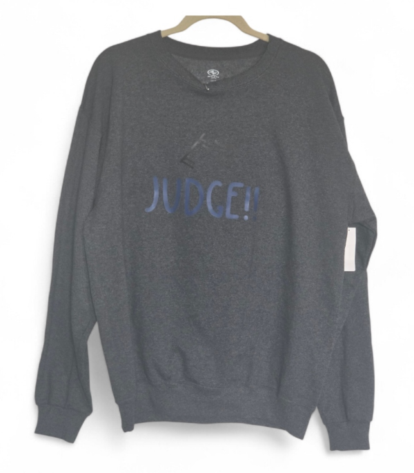 Flip Table "Judge!" Letters in Blue Sweatshirt Size Large (42-44)